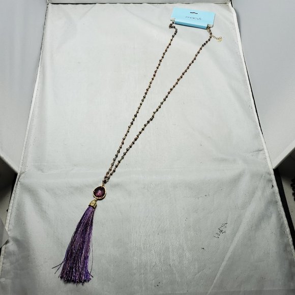 Macy's amethyst mala beads with purple stone and tassel yoga necklace - Picture 4 of 10
